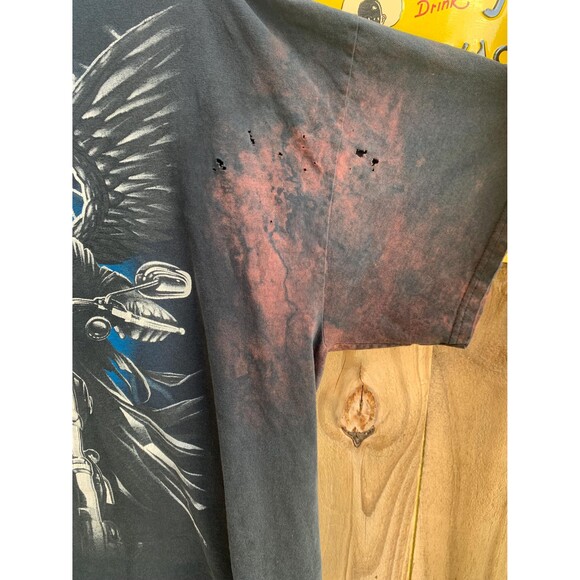 Vintage Y2K Grim Reaper Angel Biker Distressed Tshirt Size XXL - Picture 6 of 7